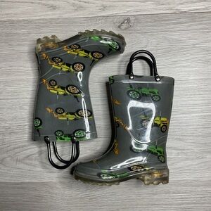 Sporto Kids Rubber Boots Tractors‎ Gray Boot Size 5/6 Only One Lights Up